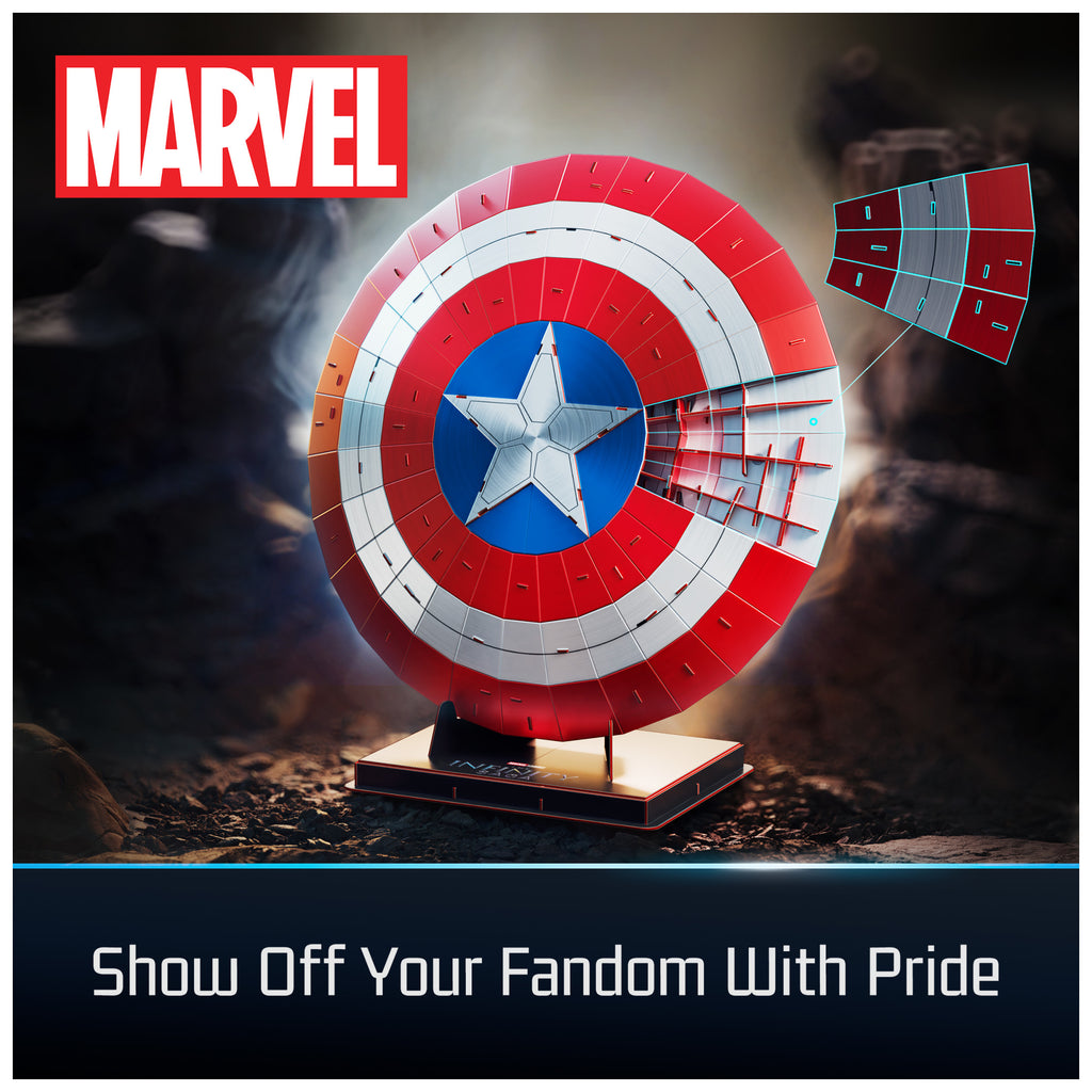 4D Build, Marvel Captain America Shield 3D Puzzle Model Kit with Stand