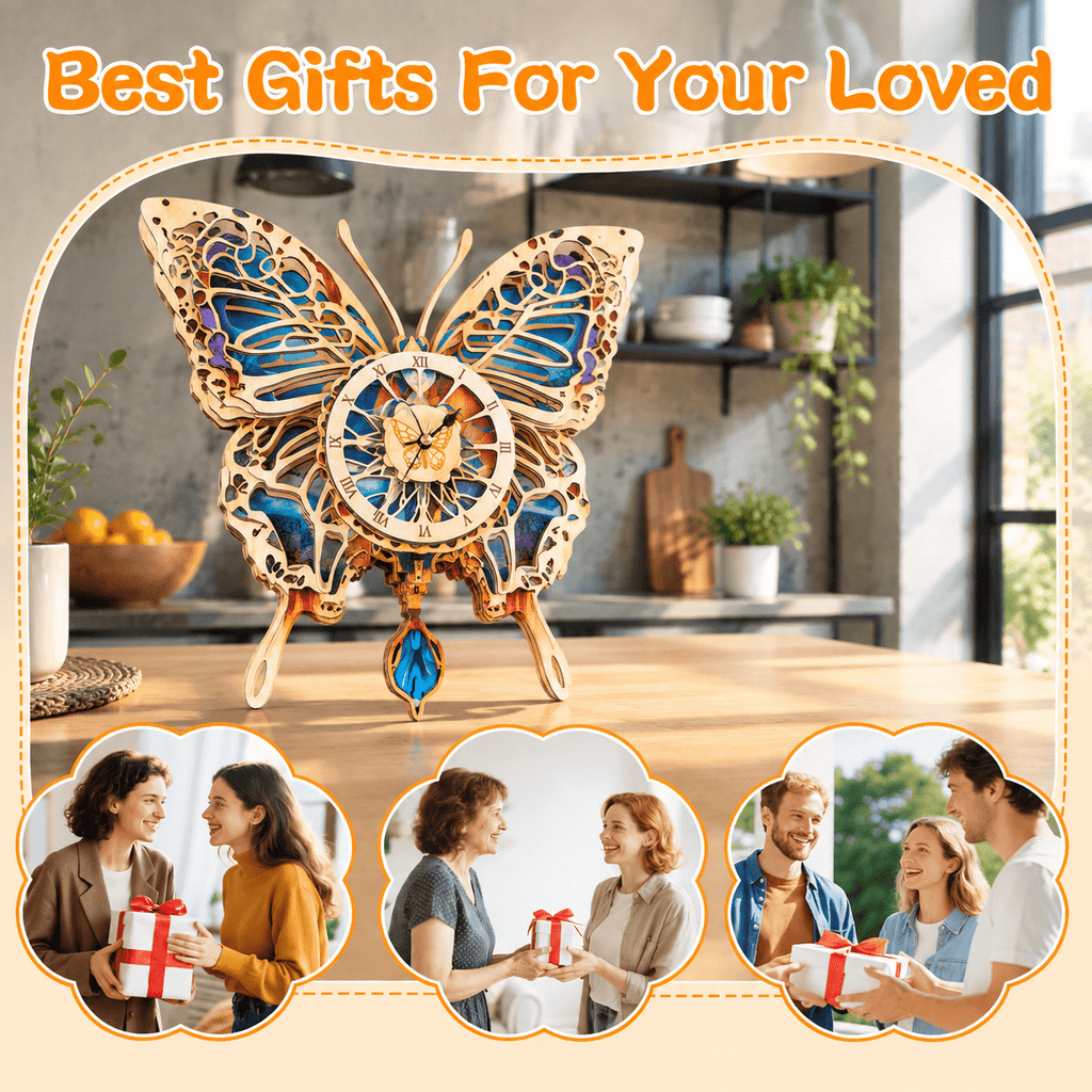 Fire Phoenix Wooden 3D Puzzle Clock DIY Model Kit for Adults