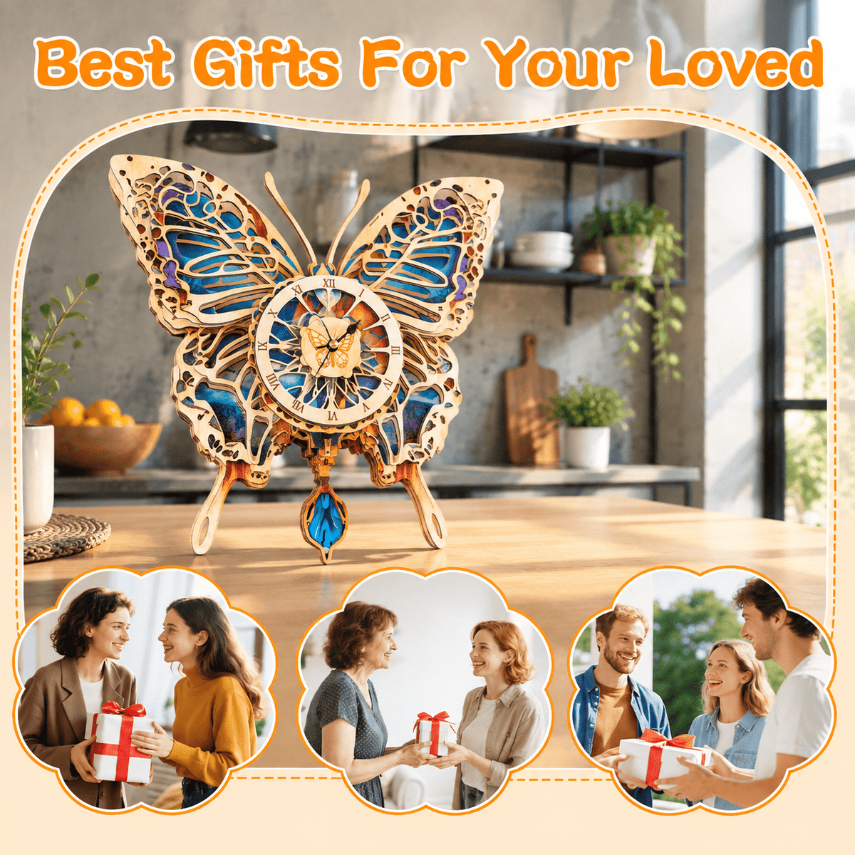 Fire Phoenix Wooden 3D Puzzle Clock DIY Model Kit for Adults