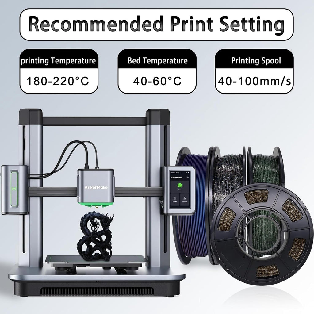 3D Printer Filament Bundle, Glow in The Dark Filament Multicolor, PLA Filament 1.75 mm, Dimensional Accuracy +/- 0.03 mm, 250g X 4 Pack