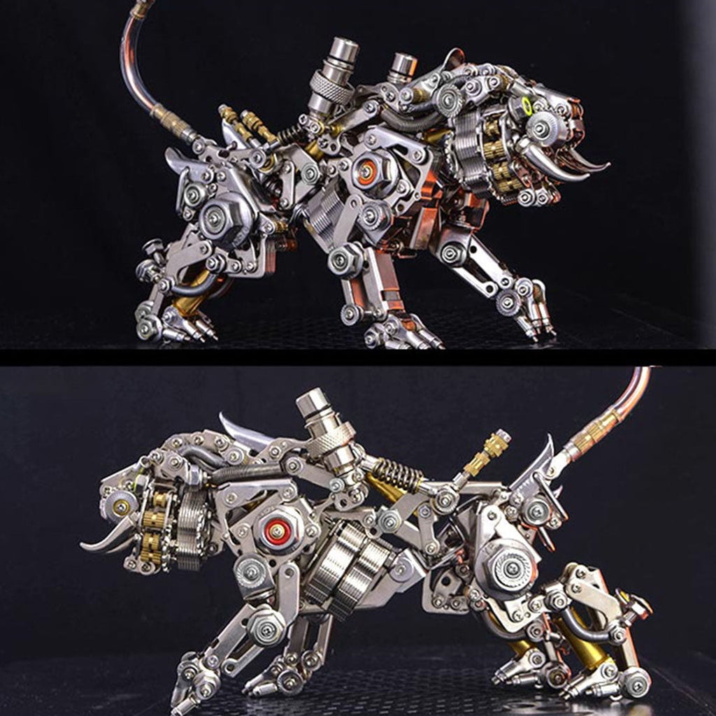 3D Metal Puzzle Colorful Bengal Tiger Model Kit, 700PCS Mechanical Steampunk Tiger 3D Metal Jigsaw Puzzle to Build, DIY Assembly Gift for Adults & Teens -Wings 1 Pair