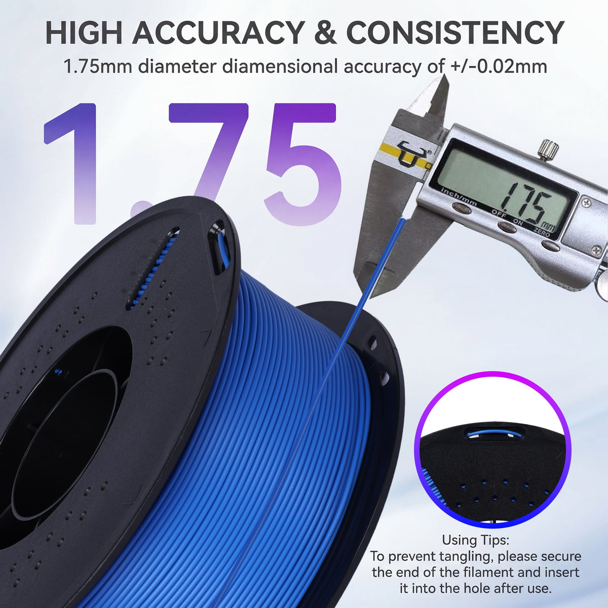 Epelay PLA Plus 3D Printer Filament, 1.75mm, 1kg Spool, White, Compatible with Most FDM Printers