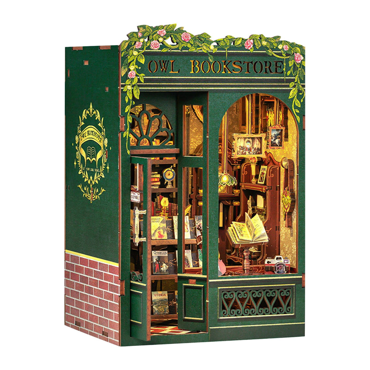 Owl Bookstore Book Nook Kit - DIY Miniature House Building Kit for Adults & Teens, 3D Wooden Puzzle Crafts for Bookshelf Decor & Gifts
