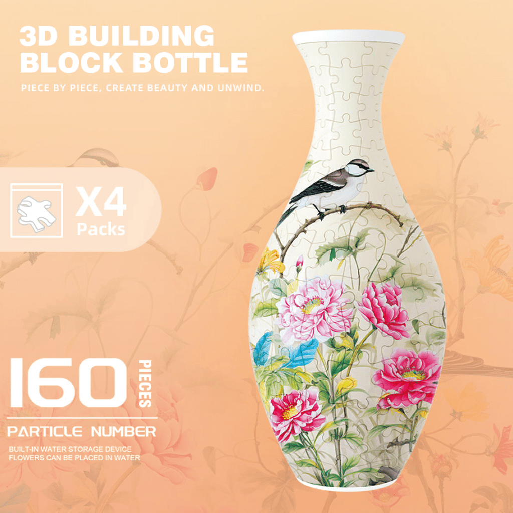 3D Puzzle Vase with 160 3D Jigsaw Puzzle Pieces for Adults & Kids Flower Arrangement Home Decor