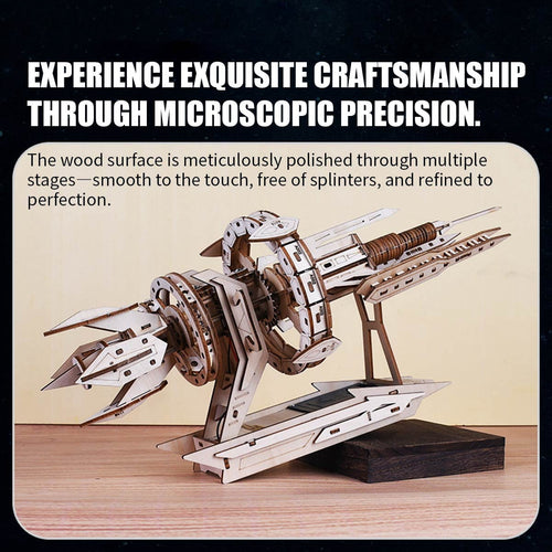 3D Wooden Puzzle Interstellar Battleship Model Kit, DIY Sci-Fi Spacecraft Building Set, Handcrafted Futuristic Decor, Best Gift for Science fiction fans