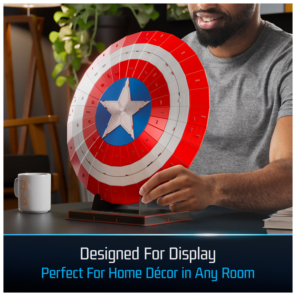 4D Build, Marvel Captain America Shield 3D Puzzle Model Kit with Stand