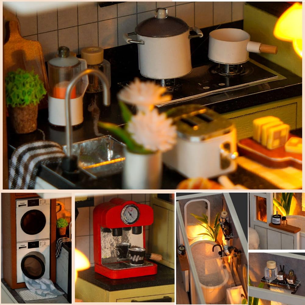 DIY Miniature House Kit, Mini Dollhouse Architectural Model, 3D Puzzles for Adults and Teens, Gifts for Friend and Parents