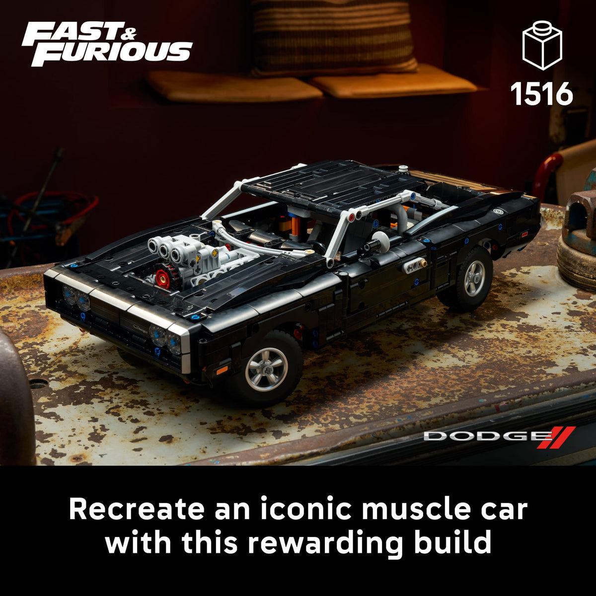 LEGO Technic Fast and Furious Dodge Charger R/T Car - Building Set for Adults, Ages 18+ - Collectible Model Car Kit for Fans - Detailed Features - Gift for Birthdays - 42231
