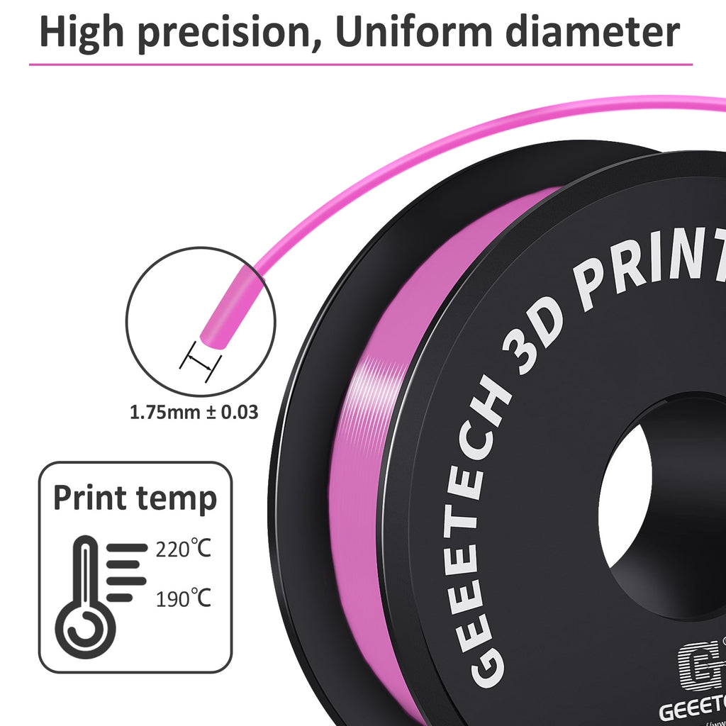 GEEETECH 3D Printer New Pink PLA Filament 1.75mm 1kg Spool (2.2lbs),Dimensional Accuracy +/- 0.03mm