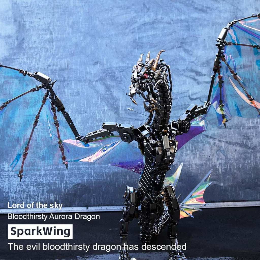 3D Metal Puzzle Bloodthirsty Aurora Dragon 3000+ PCS, Steampunk Mechanical Model Kit With DIY Assembly, Home Display Desk Decor For Adult Collectors And Creative Gifts