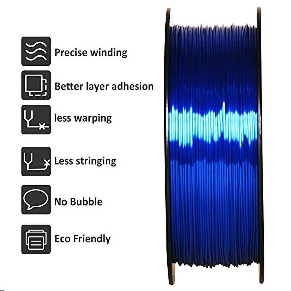 Geeetech 3D Printer PLA Filament Silk Sky Blue Toughness Enhanced Filament with 1.75mm Dimensional Accuracy +/-0.03mm, 1080 Feet per Roll, Vacuum Packaging for Most 3D FDM Printer