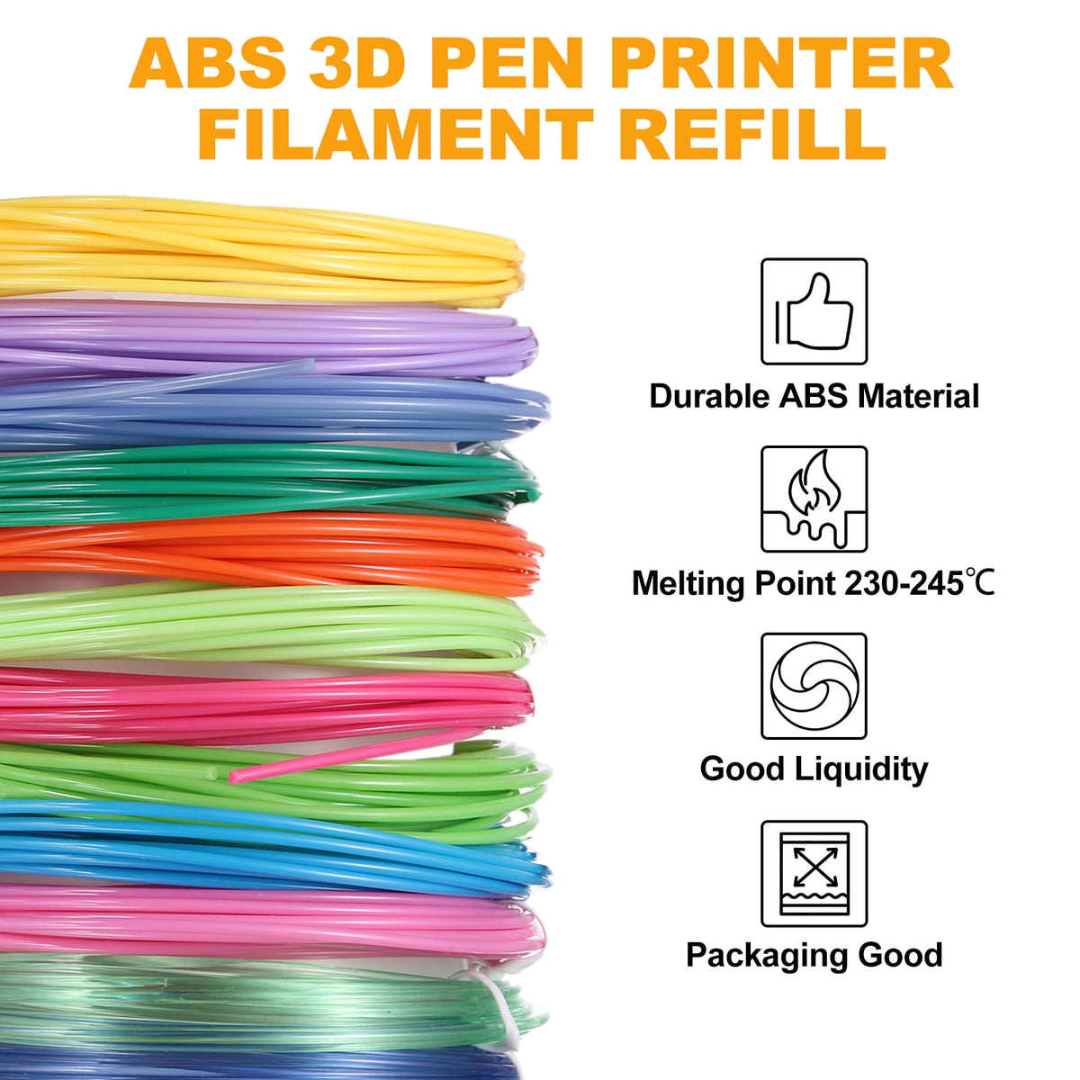 Uxcell 30 Colors ABS 3D Pen Printer Filament Refills, Each Color 32.8 Feet Total 984 Feet 1.75mm Printing Filament for Most 3D Printing Pens