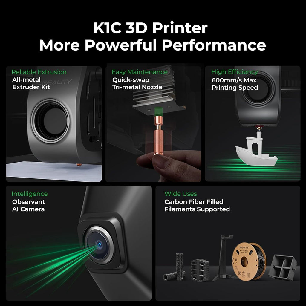 Creality K1C 3D Printer 600mm/s Fast Printing, AI Smart Camera, Auto Leveling Printing Size 220*220*250mm