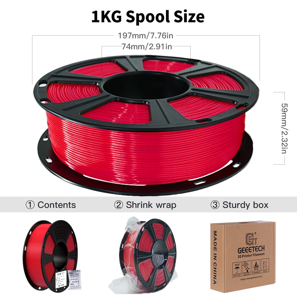 Geeetech 1.75mm PLA 3D Printer Filament, 1kg Spool (2.2lbs), Dimensional Accuracy +/- 0.03mm,yellow