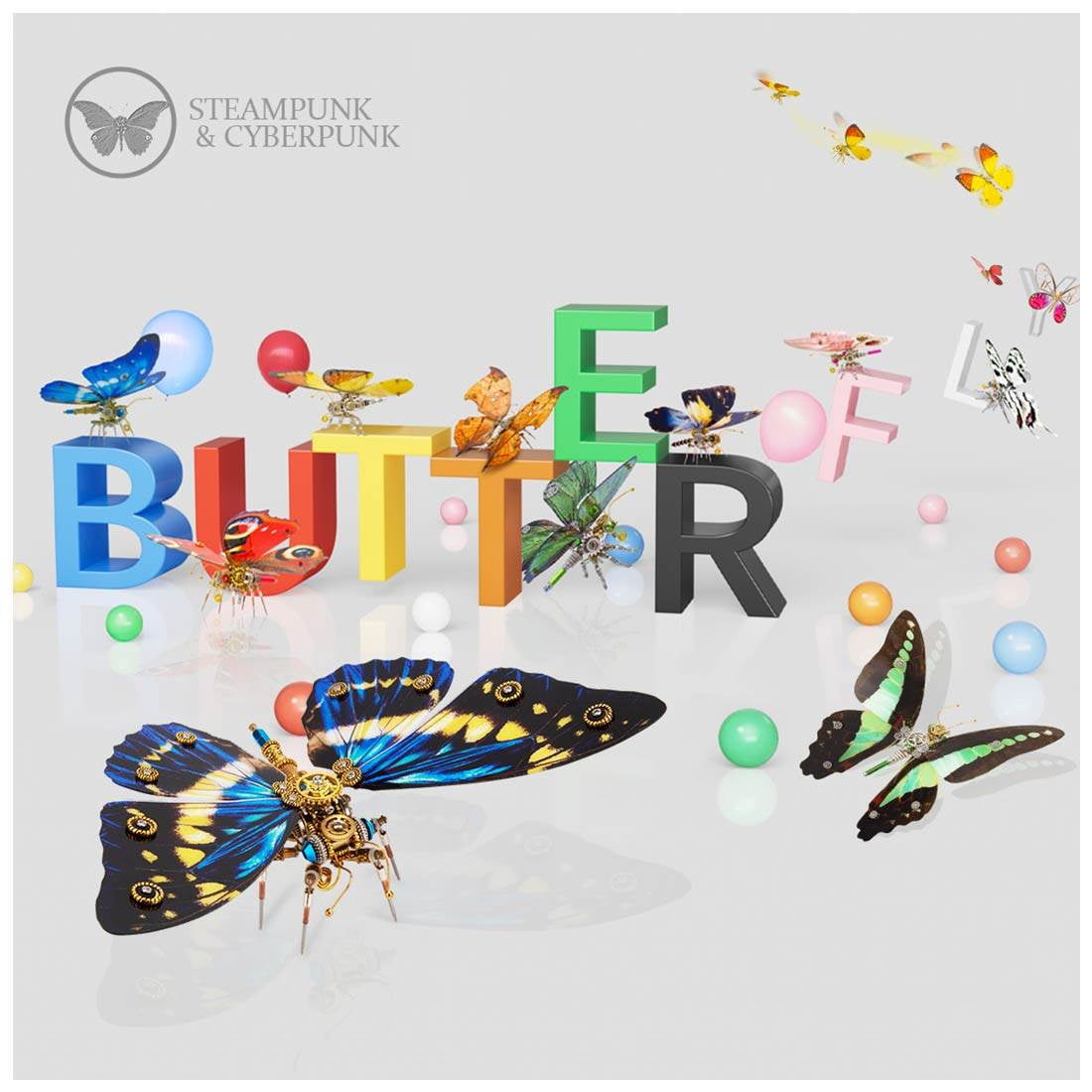 3D Metal Puzzle Butterfly Lymantria Punicea 200+ PCS, Steampunk Mechanical Model Kit With DIY Assembly, Home Display Desk Decor For Adult Collectors And Creative Gifts