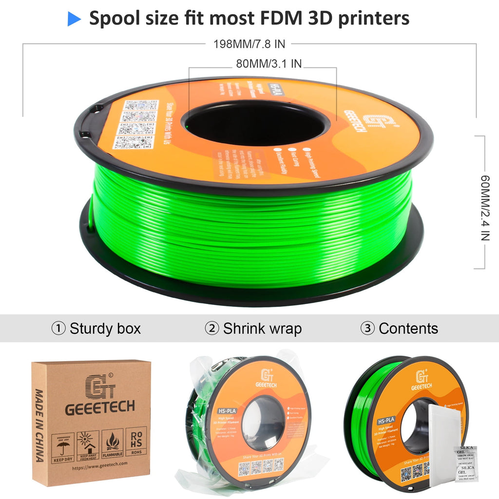 Geeetech 1.75mm PLA 3D Printer Filament, 1kg Spool (2.2lbs), Dimensional Accuracy +/- 0.03mm,yellow