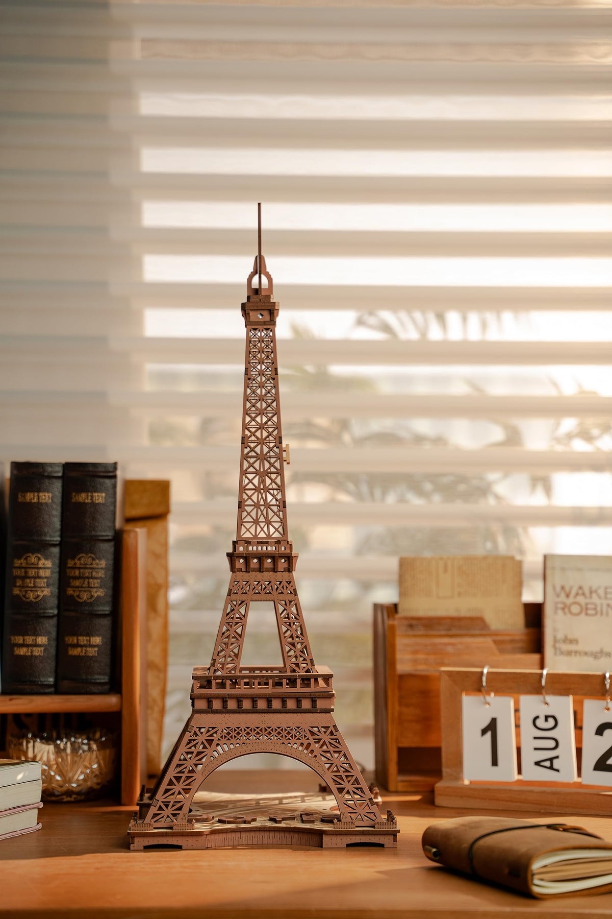 Rolife Night of the Eiffel Tower 3D Wooden Puzzle,Craft Kits With Lights Architecture Construction Model for Teens Adult