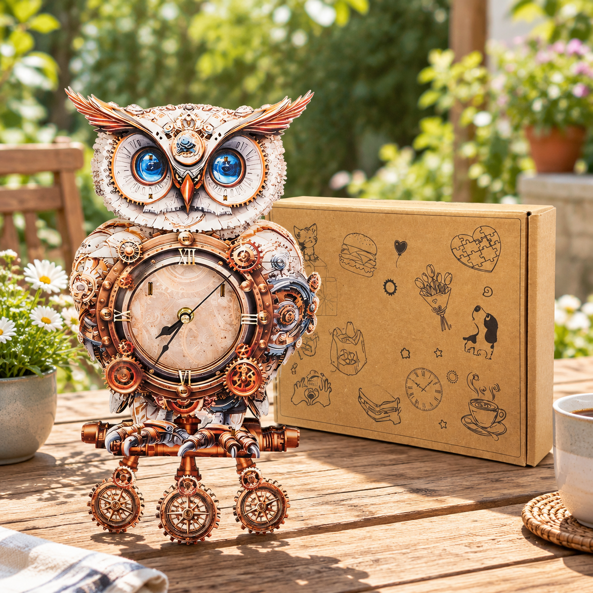 Wooden House Clock 3D Puzzle DIY Mechanical Clock Kit for Adults Teens
