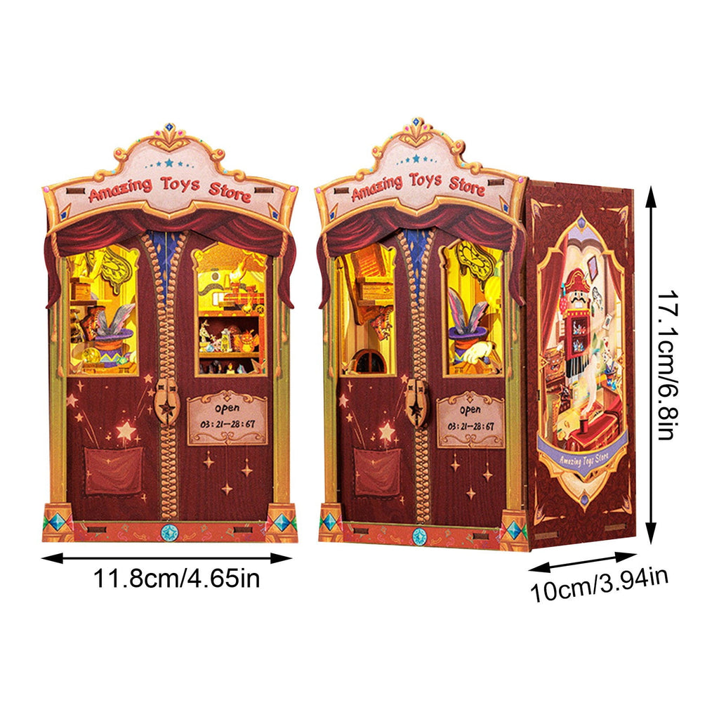 DIY Scene Miniature House Kit Tiny Mini Booknook Craft Bookshelf Decor, 3D Wooden Pieces Puzzles for Adults, Scale Library Model, Gifts For Freinds And Family