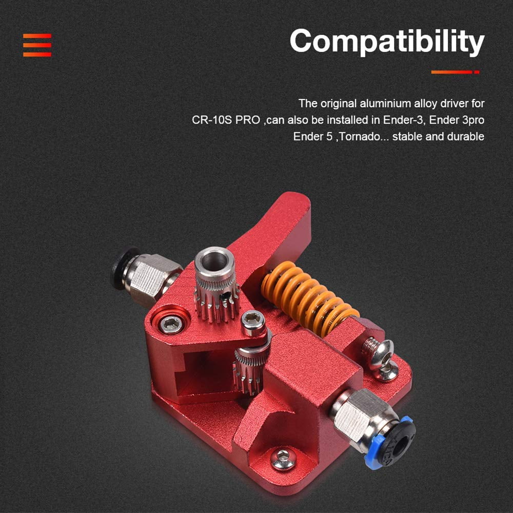 RVKXHD Upgrade Dual Gear Extruder, Double Gear MK8 Extruder 3D Printer Dual Driver Stock Feeder All Metal 1.75mm Filament Extruder Kit for CR-10S Pro/CR-10/ Ender 3 V2/Ender 3/Ender 3 Pro Series