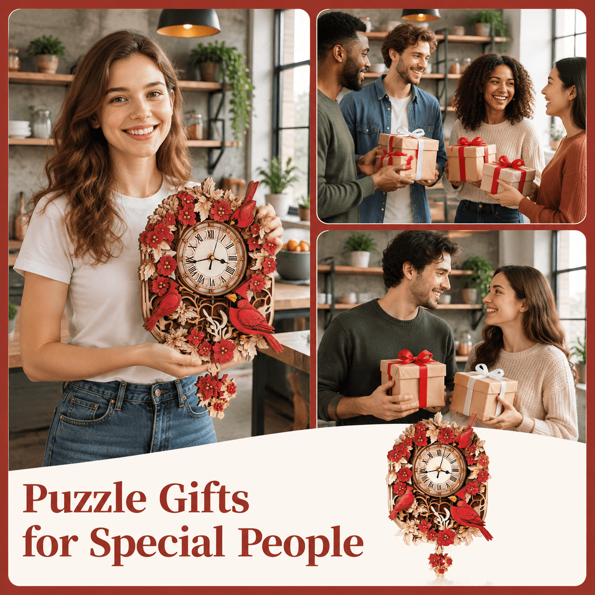 Fire Phoenix Wooden 3D Puzzle Clock DIY Model Kit for Adults
