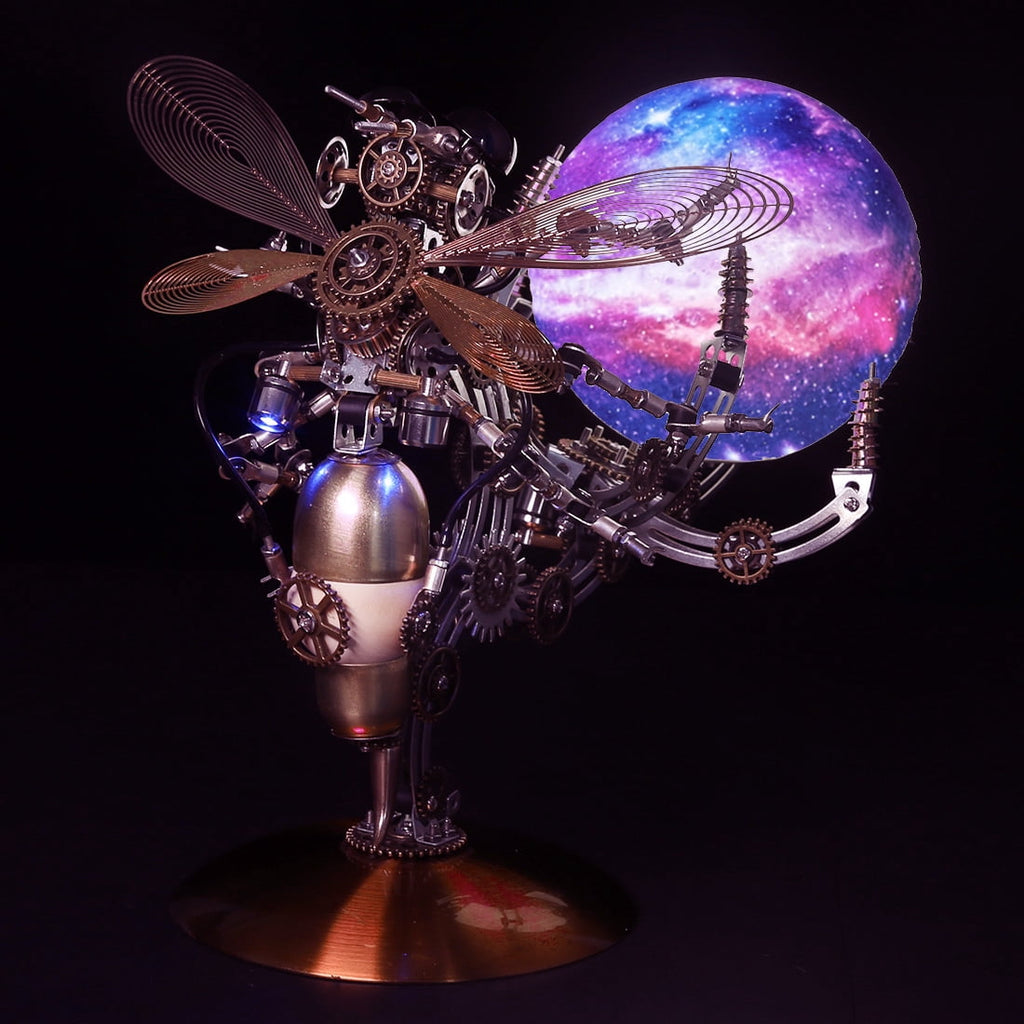 Mechanical Octopus 3D Metal Model Kit with Moon Lamp, Touch 3 Colors, Customizable Steampunk Puzzle & Desk Light, Perfect Room Decor and Gift Choice