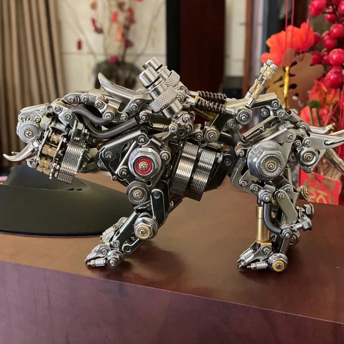 3D Metal Puzzle Colorful Bengal Tiger Model Kit, 700PCS Mechanical Steampunk Tiger 3D Metal Jigsaw Puzzle to Build, DIY Assembly Gift for Adults & Teens -Wings 1 Pair
