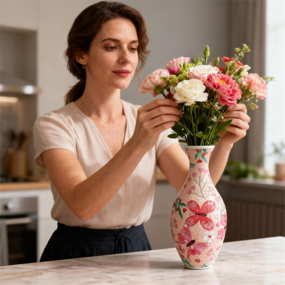 3D Puzzle Vase for Adults, Creative Vase Puzzle for Flowers(Secret Butterfly)