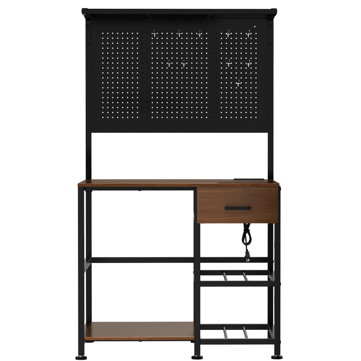 Jivora 37.80" 3D Printer Stand with Filament Storage, Workstation Table with Drawer and Pegboard