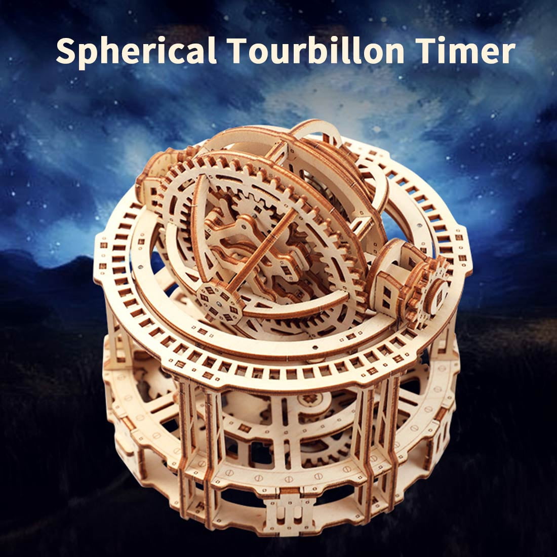 3D Wooden Puzzles Kits, Tourbillon Timer 3D DIY Assembly Model Kit with Mechanical Transmission, DIY Craft Decor Gift for Teens and Adults (218PCS)
