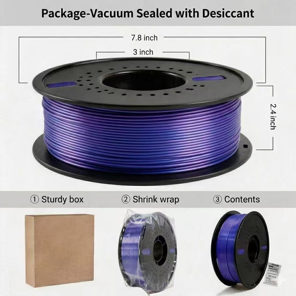 Silk gold PLA Filament 1.75mm 3D Printer Filament with Shiny Surface, Shiny PLA Silk Filament 2KG Spool 3D Printing Filament.