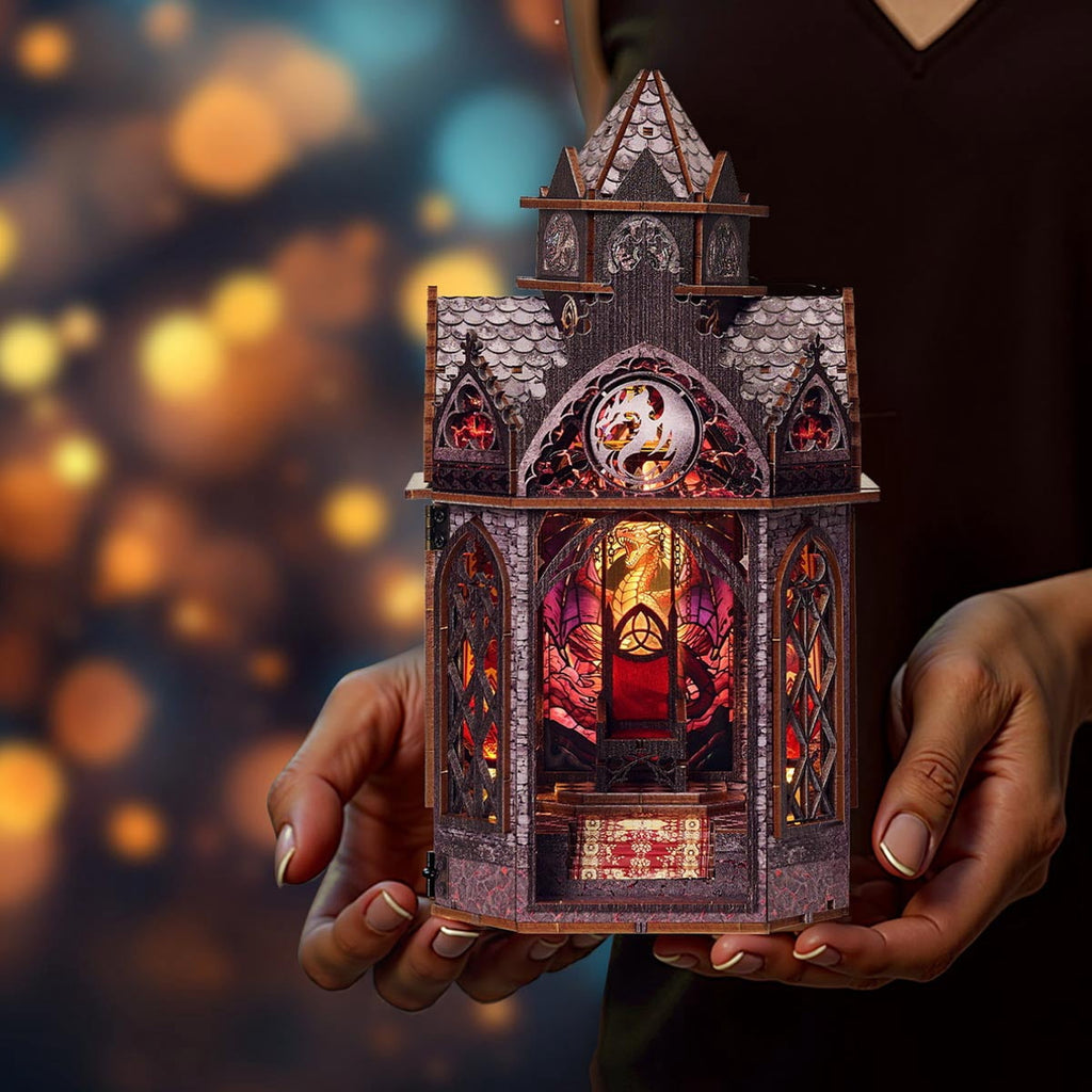 3D Wooden Puzzle Tower Of Dragon Rest Gothic Steampunk Castle, 142 PCS, DIY Assembly Moving Animal Model Kit For Adult Collectors, Home Decor And Creative Gifts