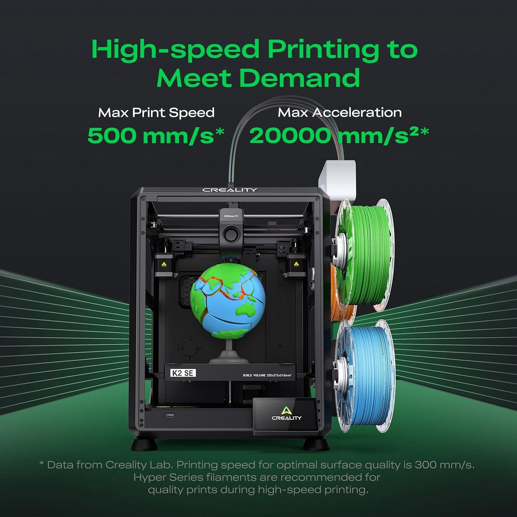 Creality K2 SE 4C 3D Printer, Multi-Color 3D Printer, 500mm/s Fast Printing,220×215×245mm Print Size