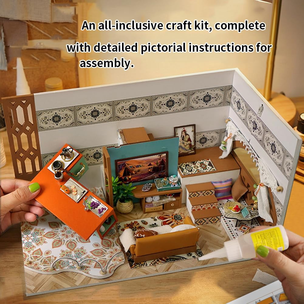DIY Miniature House Kit, Mini Dollhouse Architectural Model, 3D Puzzles for Adults and Teens, Gifts for Friend and Parents