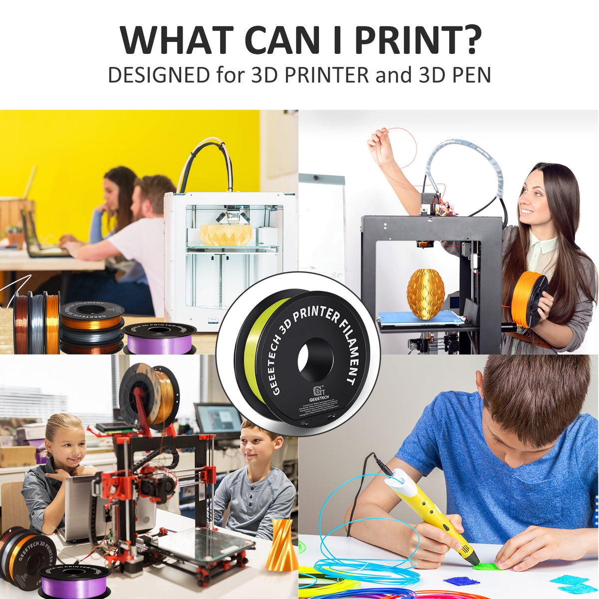 Geeetech gradient color 3D Printer PLA Filament 1KG Toughness Enhanced Filament with 1.75mm Dimensional Accuracy +/-0.03mm, 1080 Feet per Roll, Vacuum Packaging