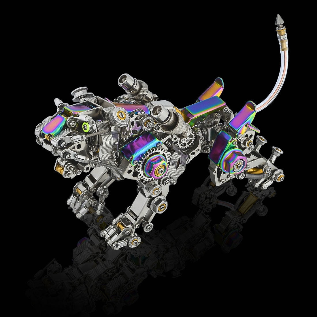 3D Metal Puzzle Colorful Bengal Tiger Model Kit, 700PCS Mechanical Steampunk Tiger 3D Metal Jigsaw Puzzle to Build, DIY Assembly Gift for Adults & Teens -Wings 1 Pair