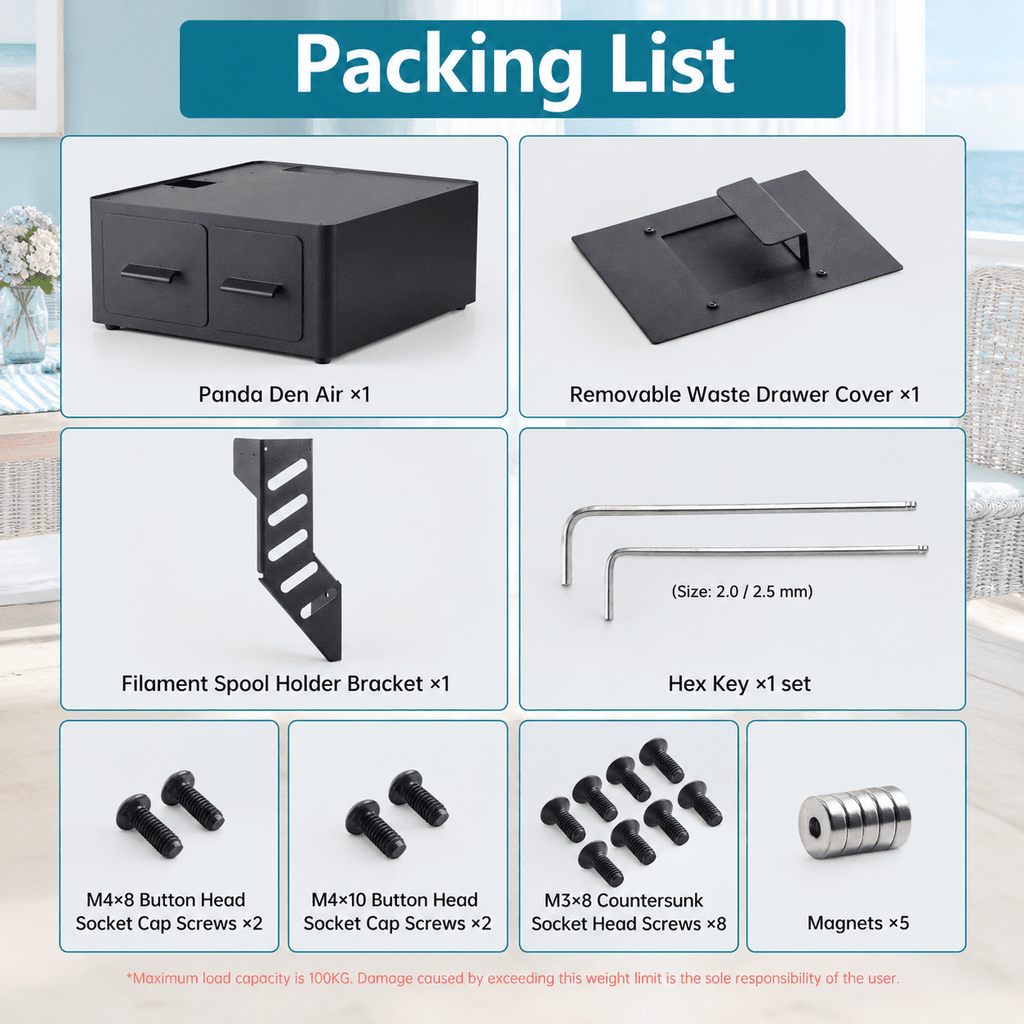 Panda Den Air Black 3D Printer Waste Collection & Storage System