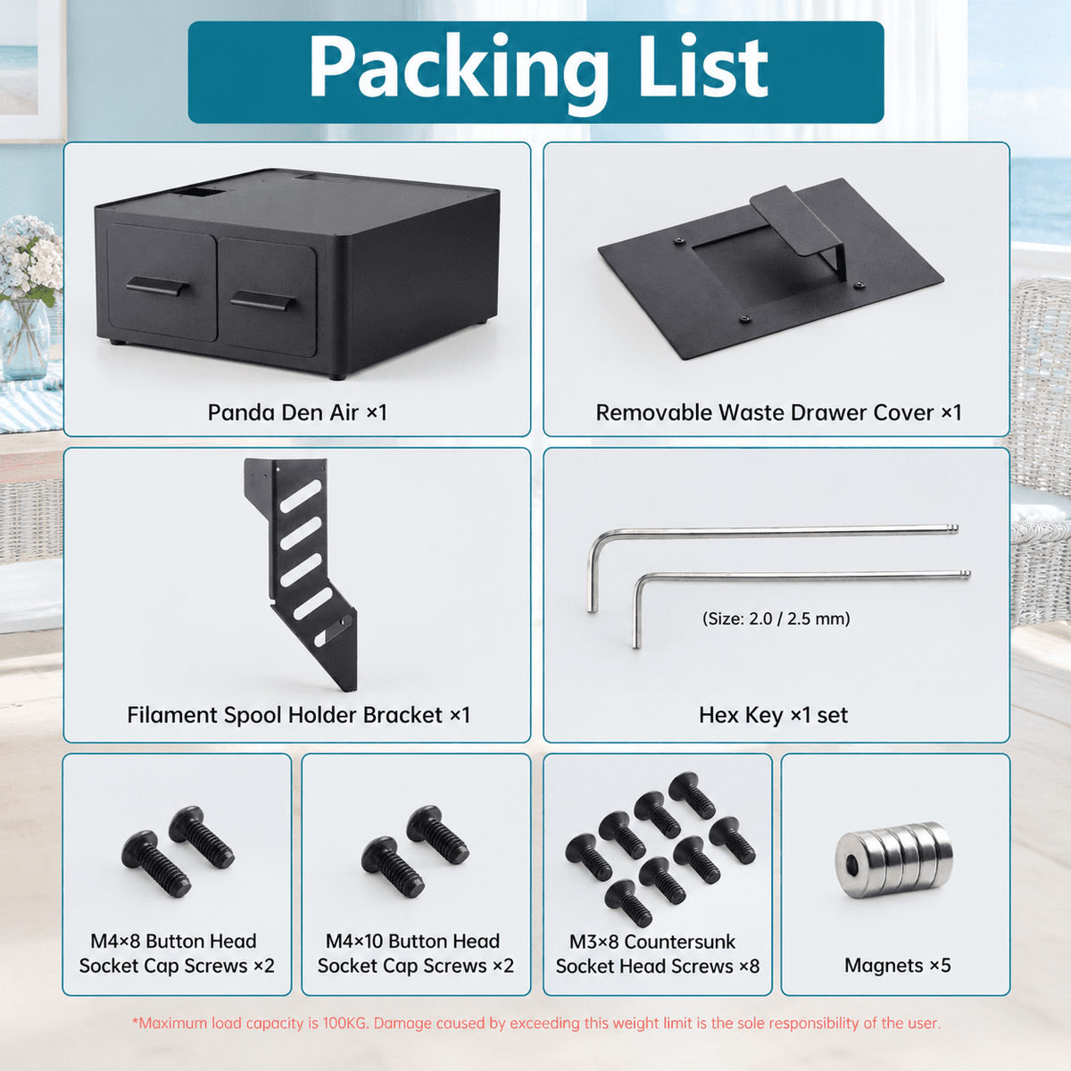 Panda Den Air Black 3D Printer Waste Collection & Storage System