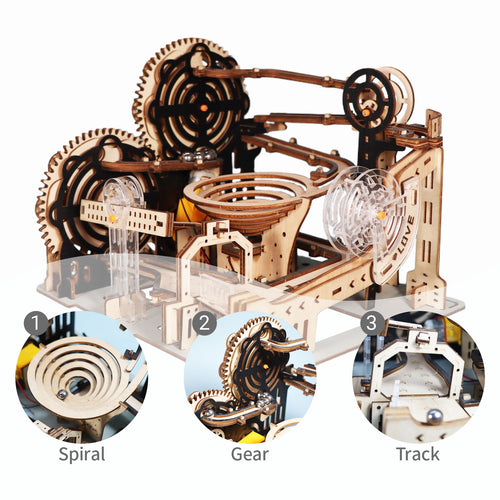 3D Wooden Puzzles - Gravity Marble Run Building Kit, Brain Teaser DIY Model for Adults, No Battery Gifts