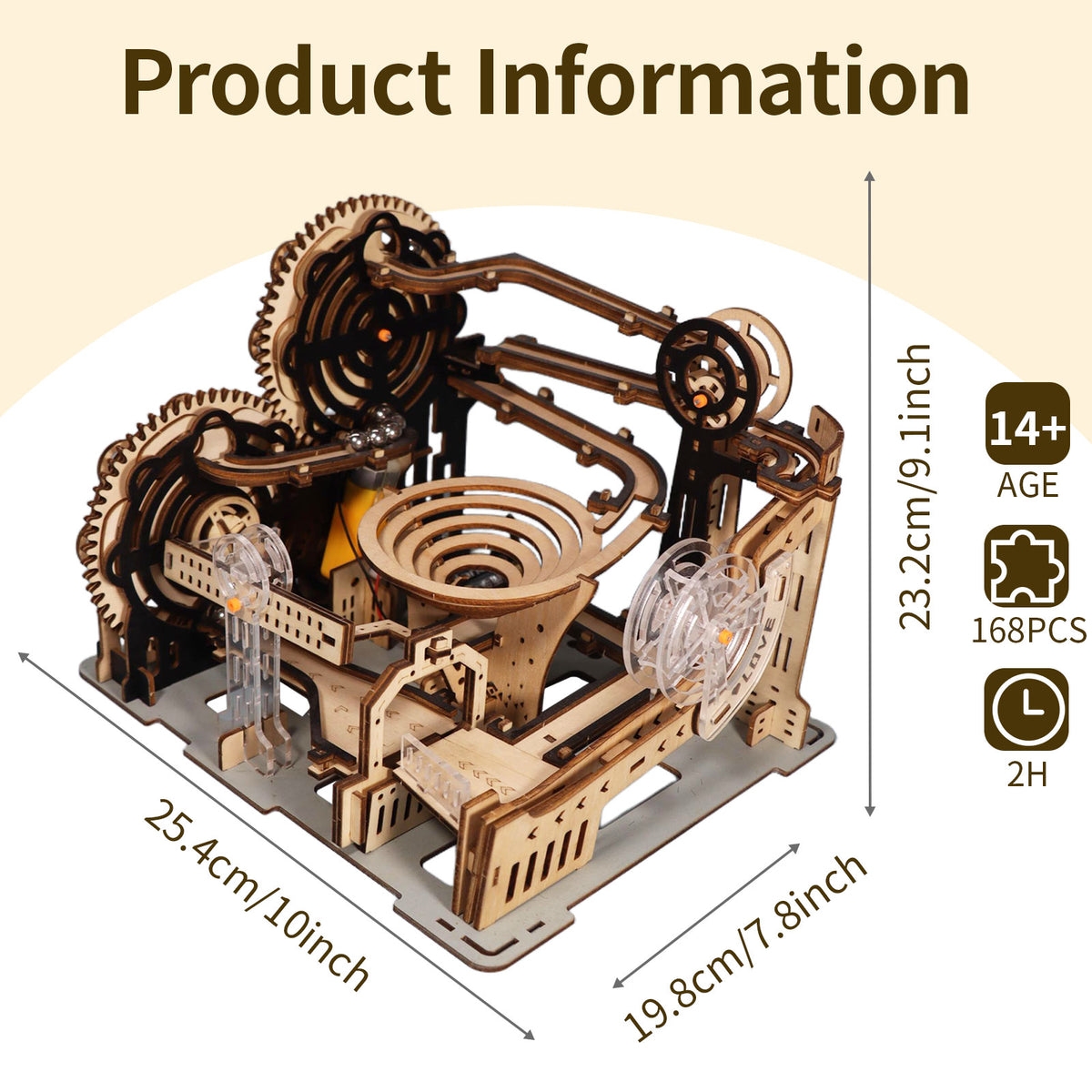 3D Wooden Puzzles - Gravity Marble Run Building Kit, Brain Teaser DIY Model for Adults, No Battery Gifts