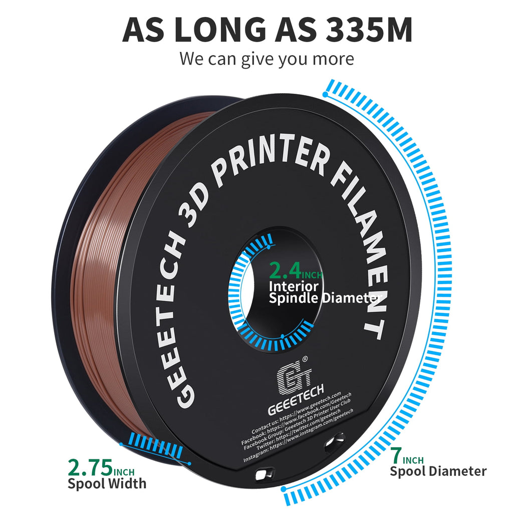 GEEETECH 3D Printer New Brown PLA Filament 1.75mm 1kg Spool (2.2lbs),Dimensional Accuracy +/- 0.03mm