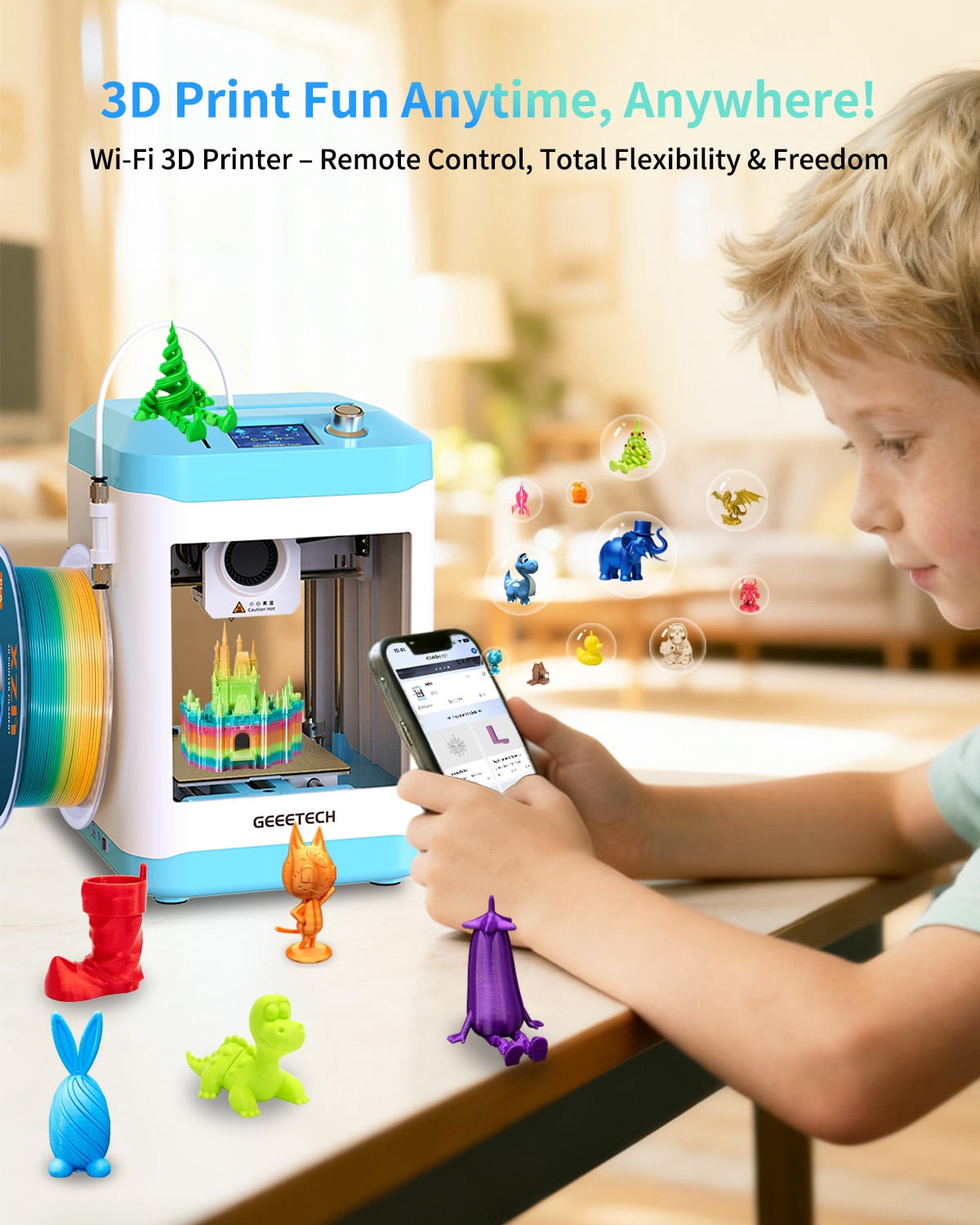 Geeetech Mini Faster 3D Printer with WIFI Fully Assembled 3D Printer for Kids & Beginners