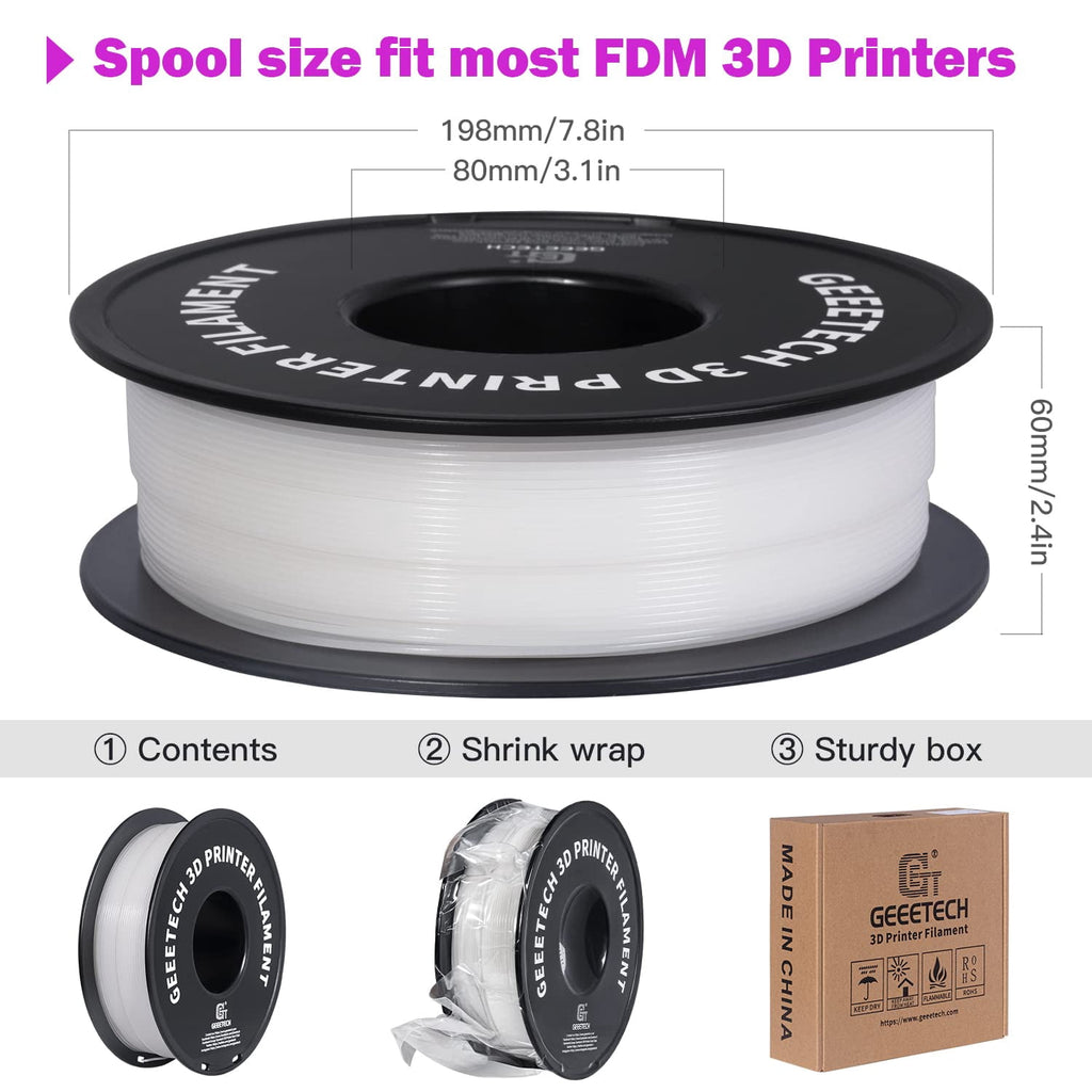 Geeetech 3D Printer Filament, Luminous Multicolor PLA Filament 1.75mm, Accuracy +/- 0.03mm Luminous purple 1kg (2.2lbs)