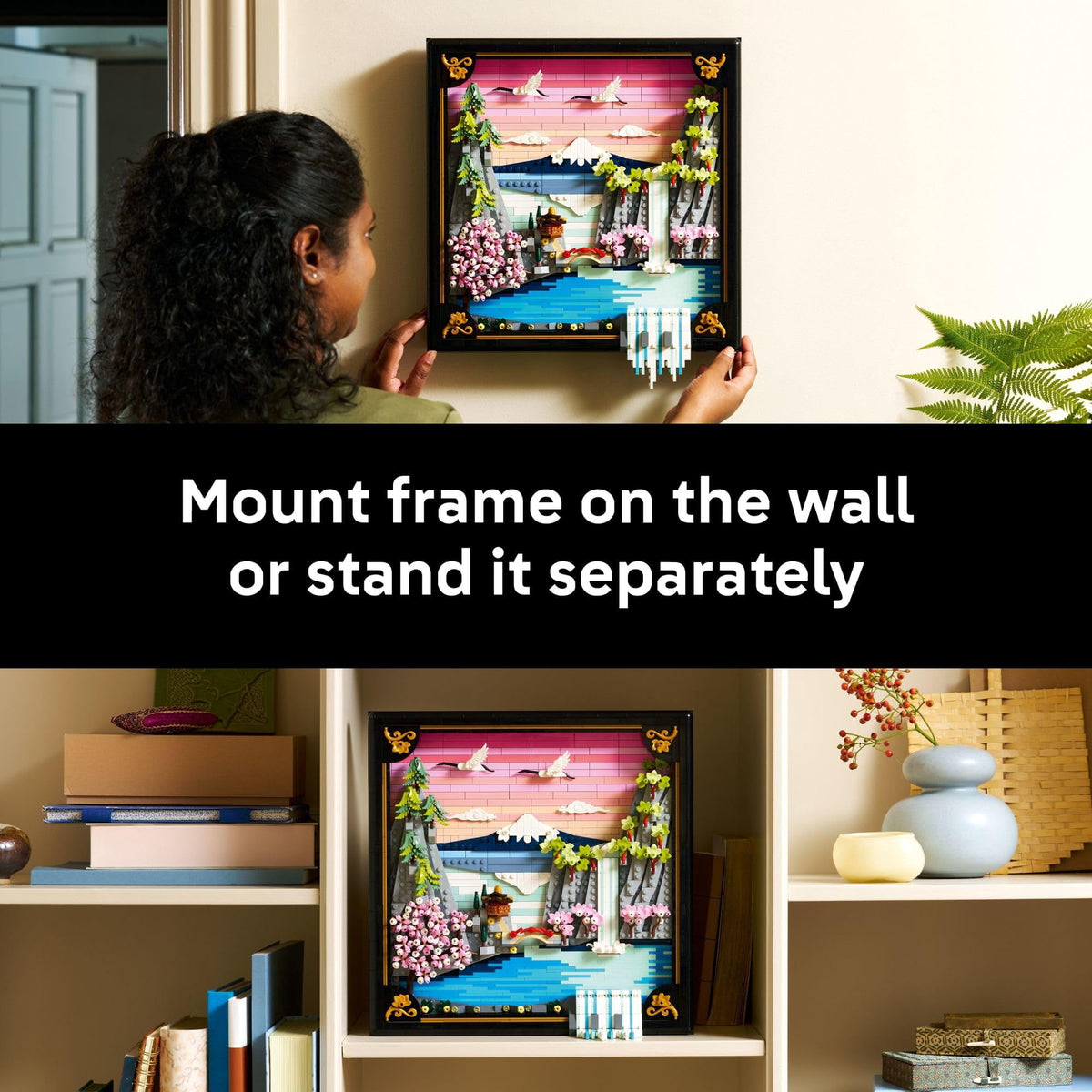 LEGO Art Japanese Cherry Blossom Landscape Building Set for Adults - Room Decoration & Gift for Women & Men, Ages 18+ - Framed Wall Decor, Stand or Hang to Display - 31218