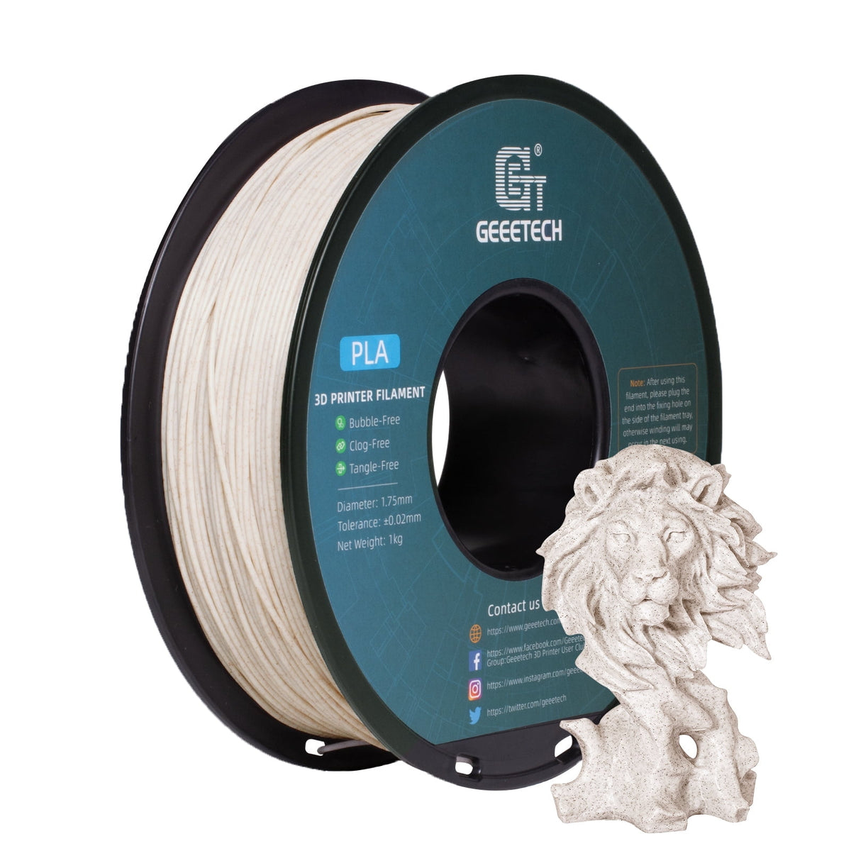 Geeetech Marble blue PLA 3D Printer Filament 1.75mm Toughness Enhanced, Dimensional Accuracy +/-0.03mm, 1kg (2.2lbs) , 1080 Feet （330m）per Roll, Fit for Most 3D FDM Printer