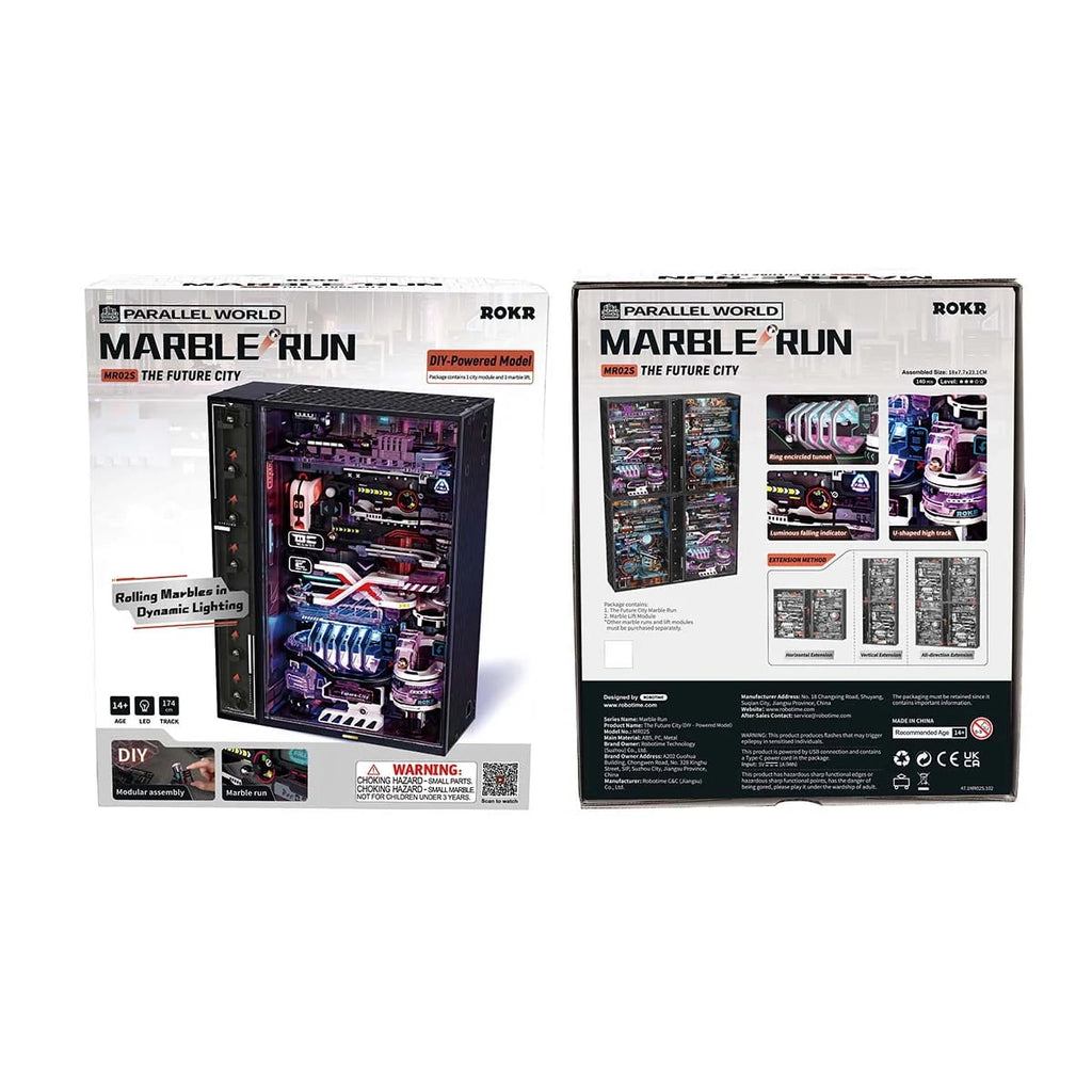 ROKR Building Toy Sets Marble Run Model Kits for Adults, 3D Jigsaw Puzzle DIY Powered Model Kit for Adults and Kids (The Last City)