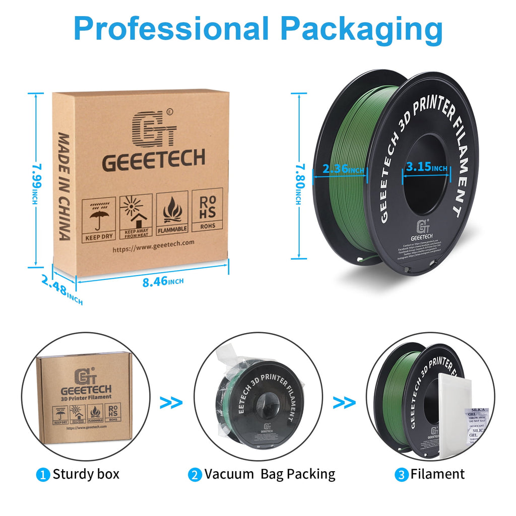 Geeetech navy blue Matte PLA Filament Matte 1KG, 1.75mm 3D Printer Filament Dimensional Accuracy +/- 0.01mm, 1kg Carboard Spool (2.2lbs) for Most FDM 3D Printers