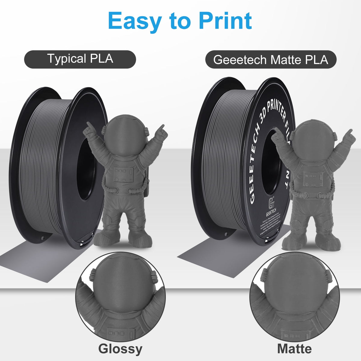 Geeetech navy blue Matte PLA Filament Matte 1KG, 1.75mm 3D Printer Filament Dimensional Accuracy +/- 0.01mm, 1kg Carboard Spool (2.2lbs) for Most FDM 3D Printers