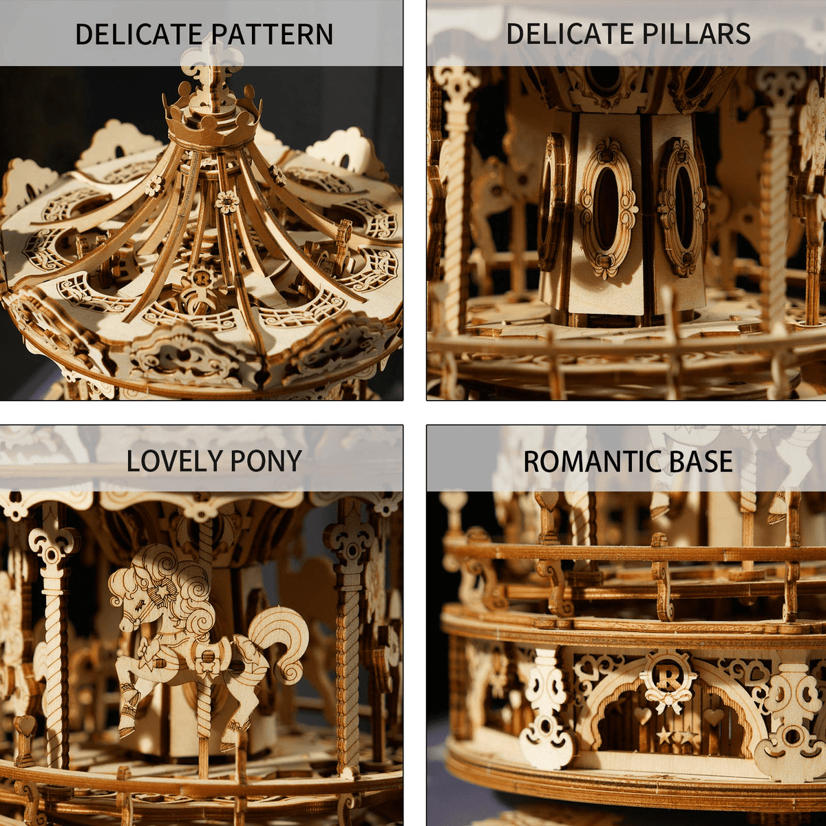 ROKR Music Box 3D Puzzles,Carousel Model Building Kits,Christmas Birthday Gift for Kids Girls Daughter Wife Girlfriend