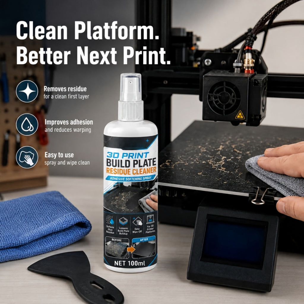 3D Printer Build Plate Cleaner Spray, 3.4oz Cleaning Agent that Removes Oil Residue And Fingerprints for PEI Glass Flex Plates 3D Printing Maintenance